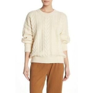 Pleione Women's Thick Cable Knit Acrylic Sweater In Ivory Warm Soft Cozy Size S